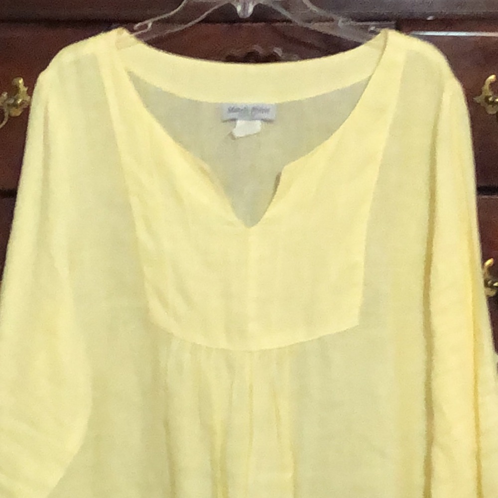 NEW MARKDOWN—Match Point USA Yellow Linen Top - Picture 2 of 5